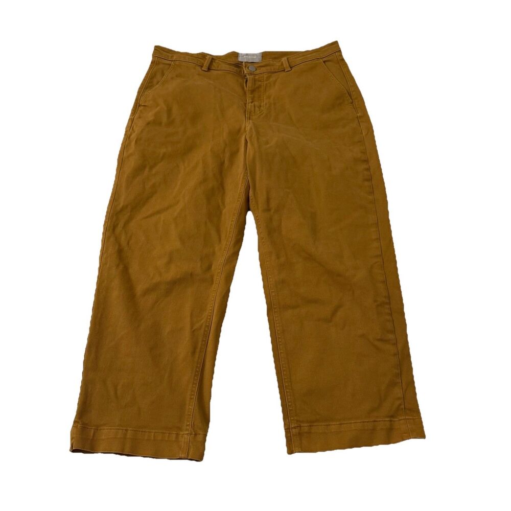 Everlane Pants Womens 18 Mustard Brown Straight Cropped High-Rise Stretch Twill